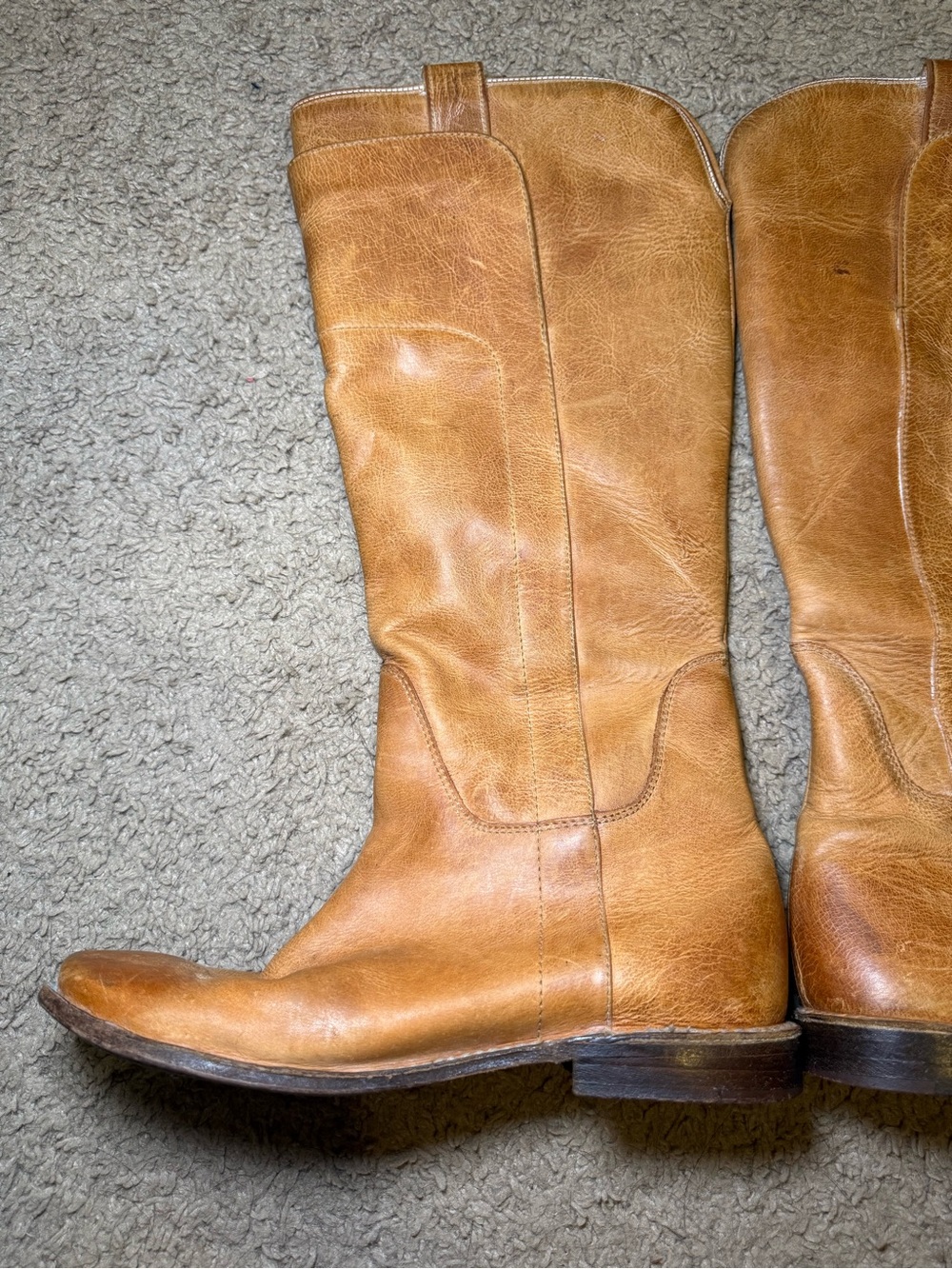 Frye Tall Leather Riding Boots in Cognac Brown - Picture 3 of 10